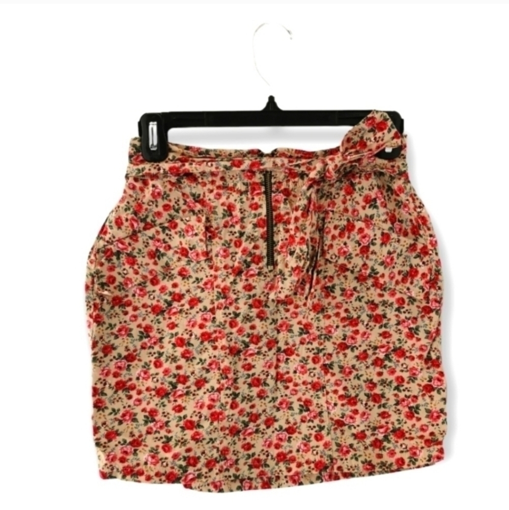 Floral Shirt pencil cut Zippered Mini Skirt